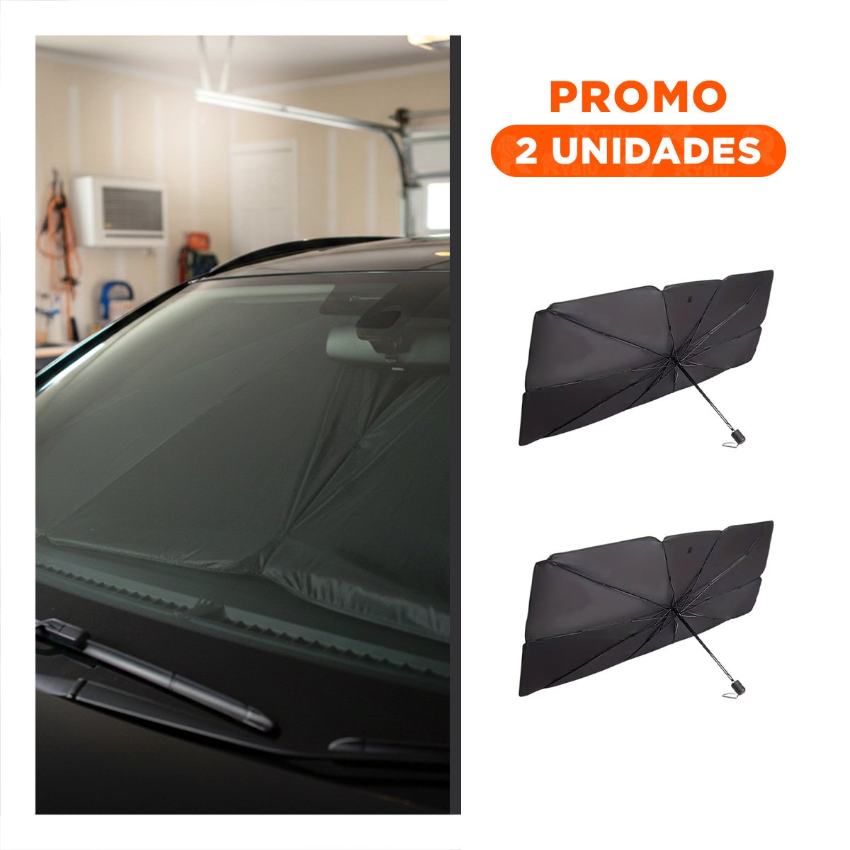 PACK2 CUBIERTA PLEGABLE PARA PARABRISAS CON BLOQUEO DE RAYOS UV YREGALO STICKER - 1