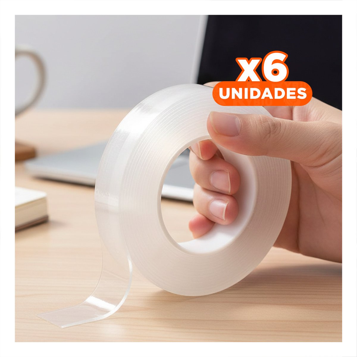 PACK6 BANDA ADHESIVA DOBLE CONTACTO DE 3 METROS MULTIFUNCIONAL RESISTENTE - 1