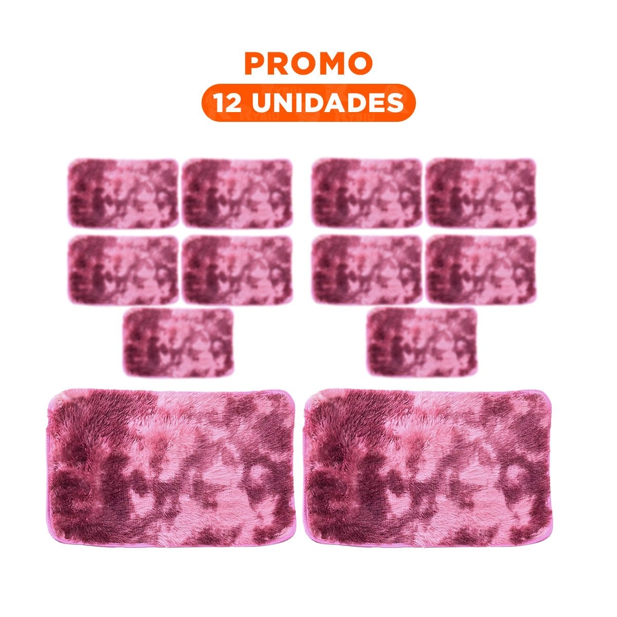 PACK12 ALFOMBRILLA RECTANGULAR 40X60CM GUINDA Y ROSADO CON SUPERFICIE PELUCHE - 1
