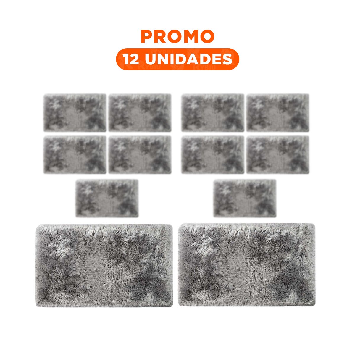 PACK12 ALFOMBRILLA RECTANGULAR 40X60CM PLOMO CON SUPERFICIE PELUCHE - 1