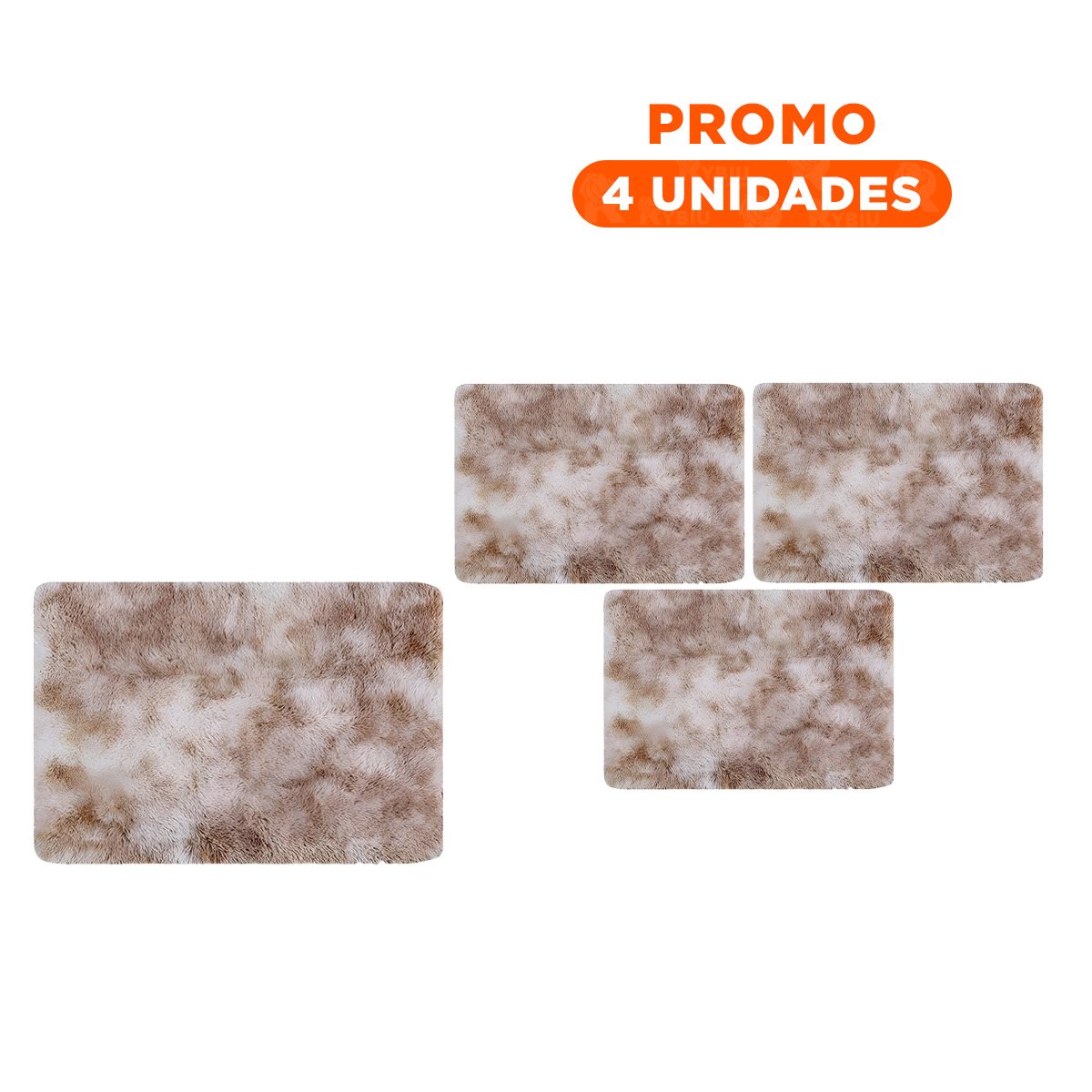 PACK4 TAPETE RECTANGULAR CON DIMENSIONES 40X60CM PELUCHE BLANCO Y CAMELLO - 1