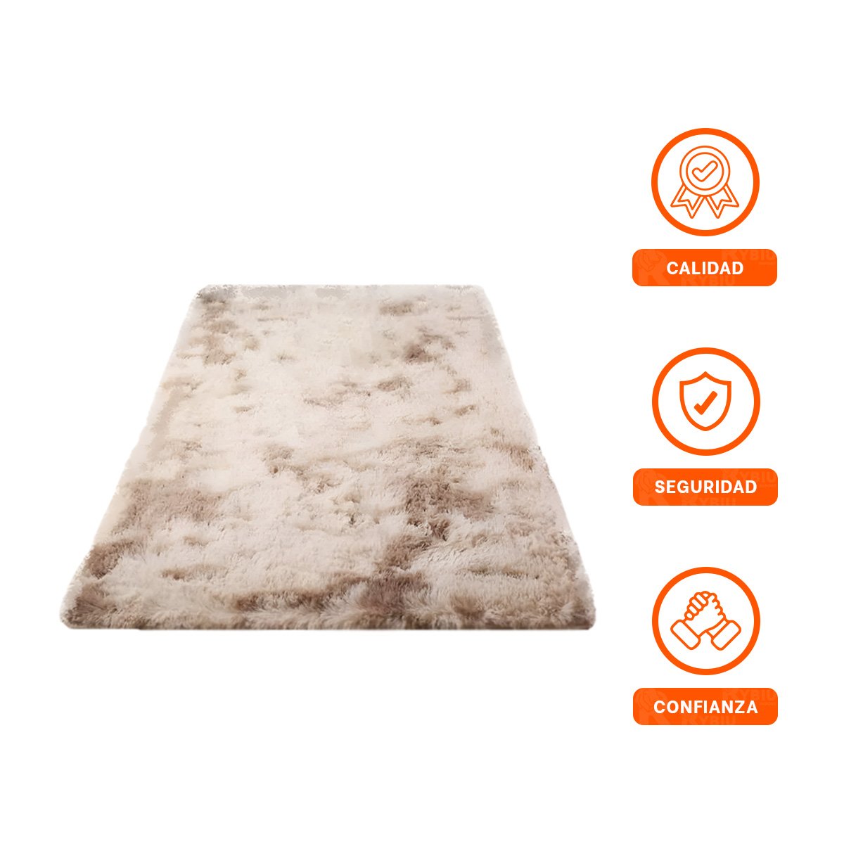 ALFOMBRA DE TEXTURA PELUCHE RECTANGULAR CON BLANCO Y CAMELLO DIMENSIONES 40X60CM Y+POST IT - 5