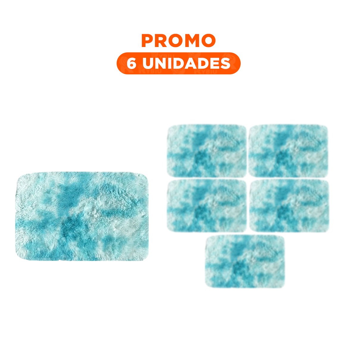 PACK6 ALFOMBRILLA DE TEXTURA PELUCHE CELESTE Y BLANCO RECTANGULAR 40X60CM Y+REGALO STICKER - 1
