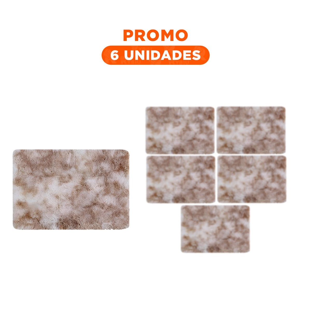 PACK6 ALFOMBRILLA DE TEXTURA PELUCHE BLANCO Y CAMELLO RECTANGULAR 40X60CM Y+REGALO STICKER - 1