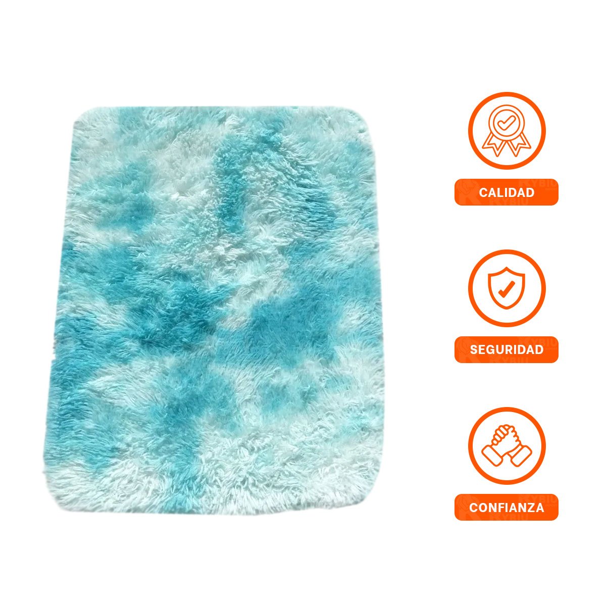 ALFOMBRA DE TEXTURA PELUCHE RECTANGULAR CON CELESTE Y BLANCO DIMENSIONES 40X60CM Y+POST IT - 5