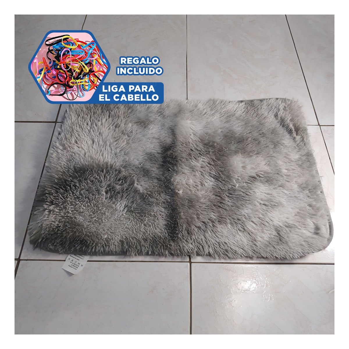 ALFOMBRA RECTANGULAR PLOMO DE TEXTURA PELUCHE EN DIMENSIONES 40X60CM Y+LIGAS REGALO - 2