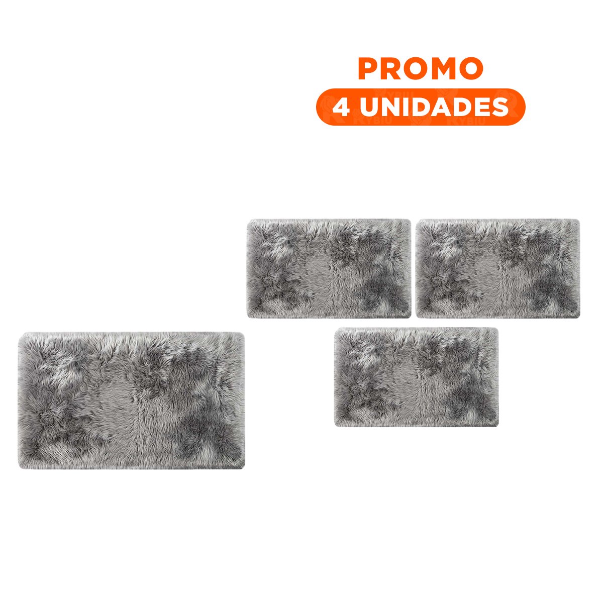 PACK4 TAPETE RECTANGULAR CON DIMENSIONES 40X60CM PELUCHE PLOMO - 1