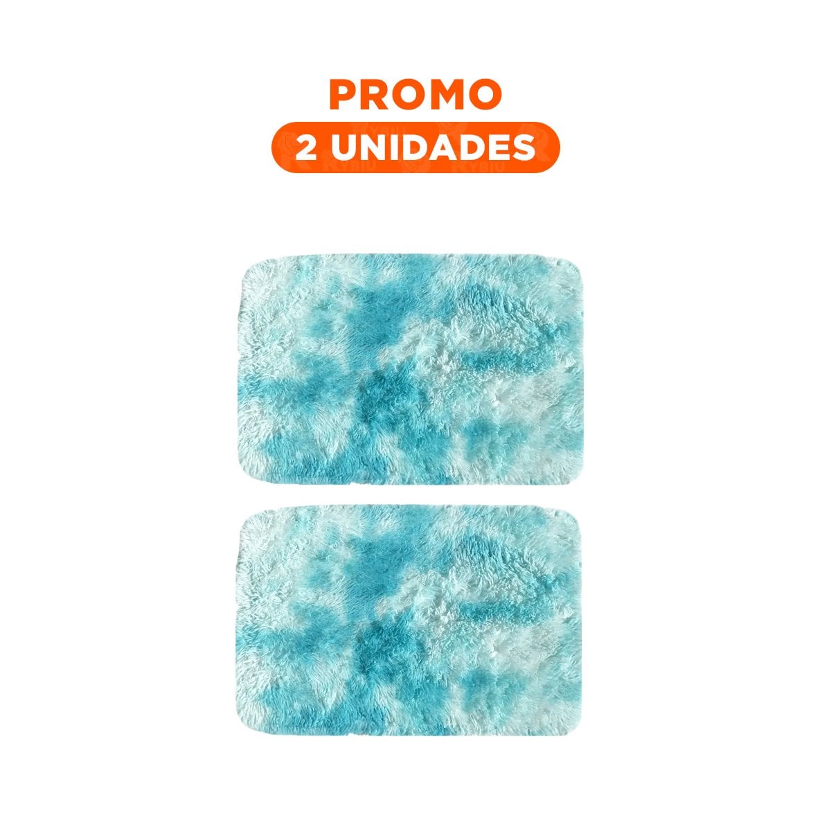PACK2 TAPETE CELESTE Y BLANCO RECTANGULAR 40X60CM CON SUPERFICIE PELUCHE Y+REGALO STICKER - 1
