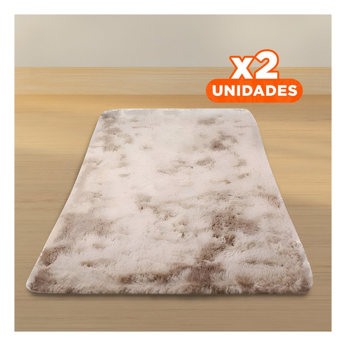 PACK2 TAPETE DE TEXTURA PELUCHE RECTANGULAR BLANCO Y CAMELLO DIMENSIONES 40X60CM - 1