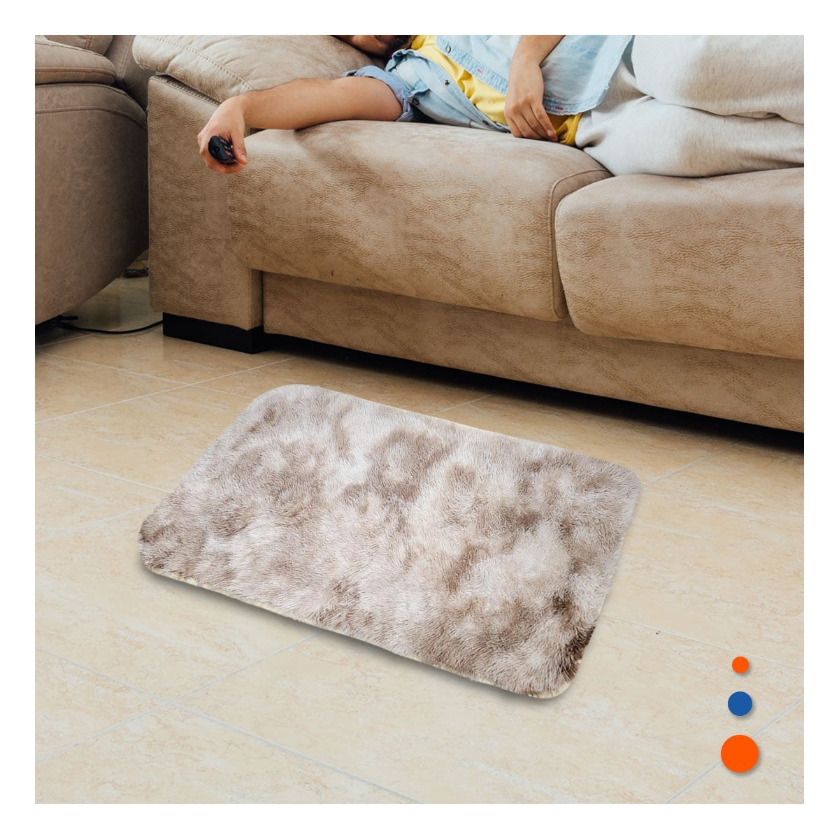 PACK2 TAPETE DE TEXTURA PELUCHE RECTANGULAR BLANCO Y CAMELLO DIMENSIONES 40X60CM - 3