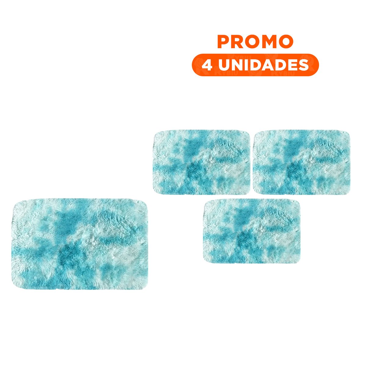 PACK4 TAPETE RECTANGULAR CON DIMENSIONES 40X60CM PELUCHE CELESTE Y BLANCO - 1