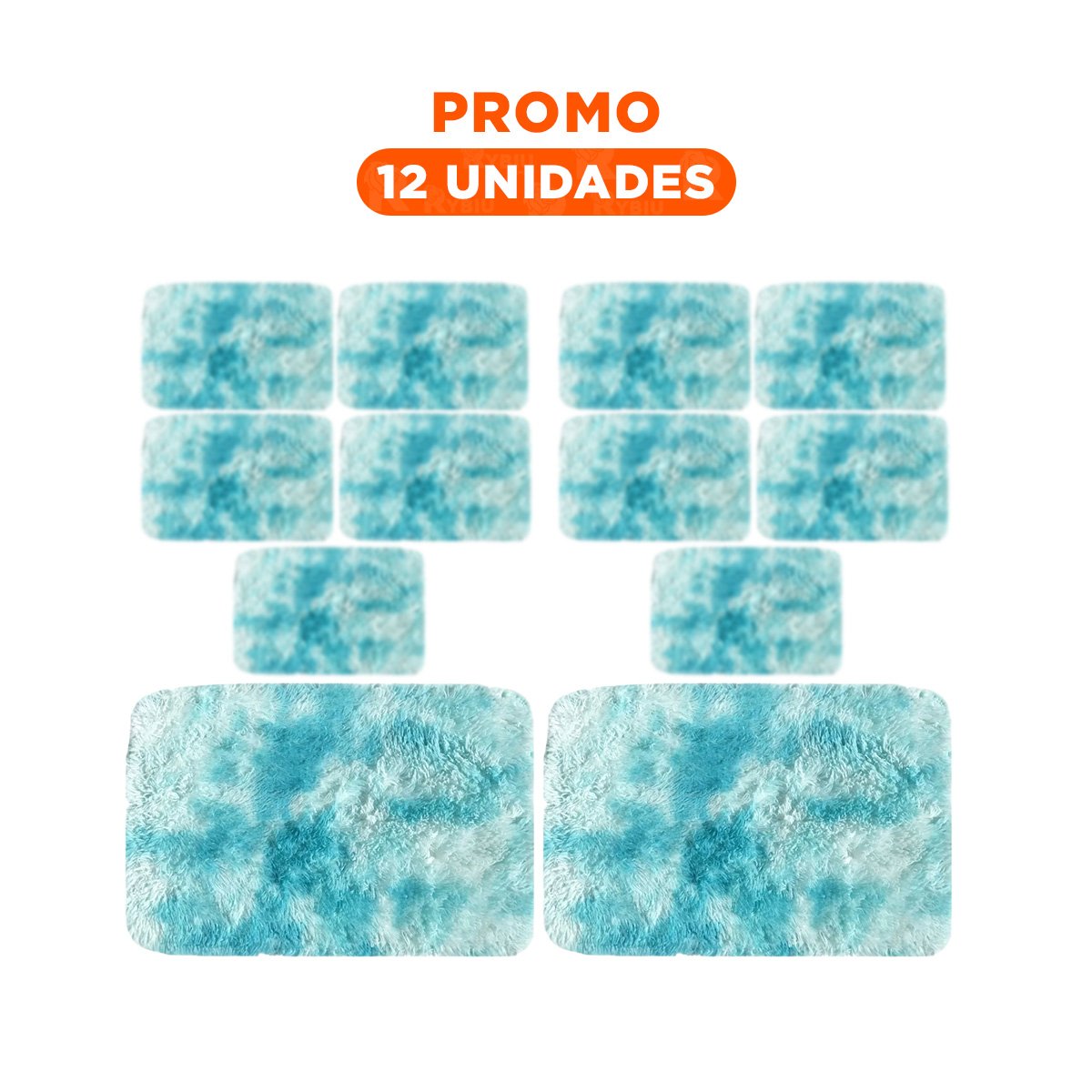 PACK12 ALFOMBRILLA RECTANGULAR 40X60CM CELESTE Y BLANCO CON SUPERFICIE PELUCHE - 1