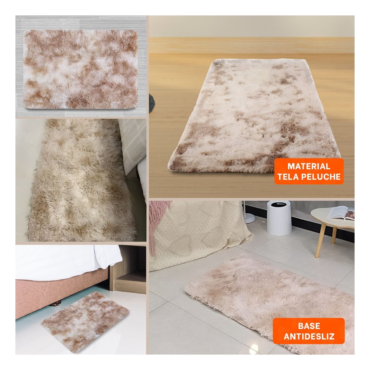 PACK4 ALFOMBRILLA BLANCO Y CAMELLO RECTANGULAR CON PELUCHE 40X60CM Y+REGALO STICKER - 2