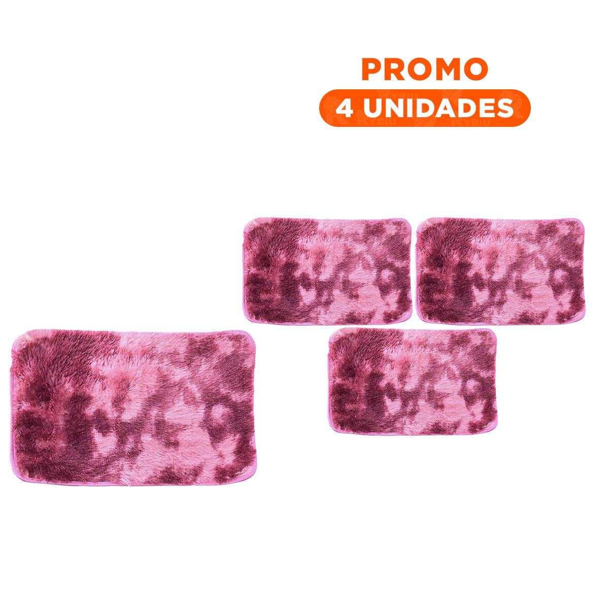 PACK4 TAPETE RECTANGULAR CON DIMENSIONES 40X60CM PELUCHE GUINDA Y ROSADO - 1