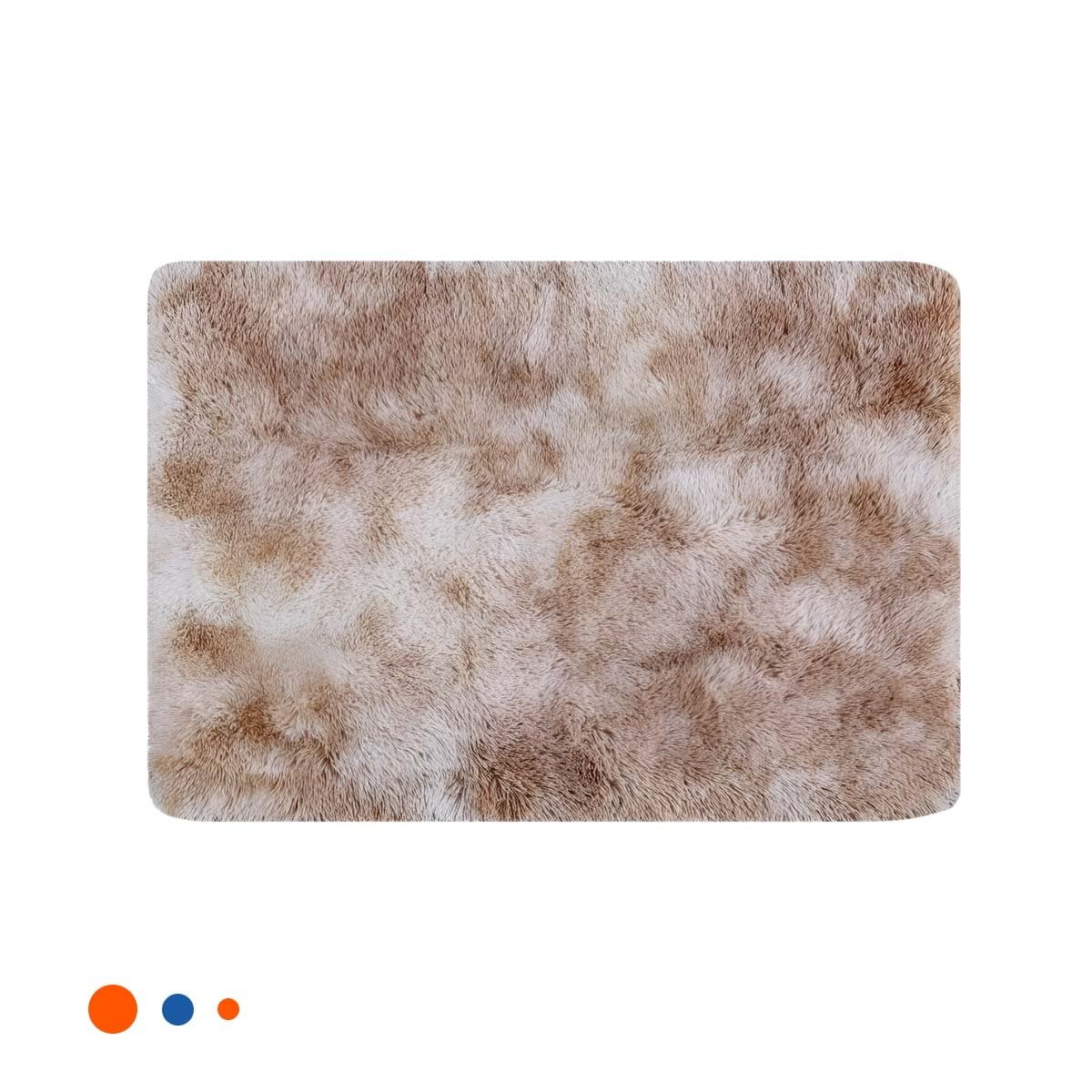 ALFOMBRA RECTANGULAR BLANCO Y CAMELLO DE TEXTURA PELUCHE EN DIMENSIONES 40X60CM Y+LIGAS REGALO - 5