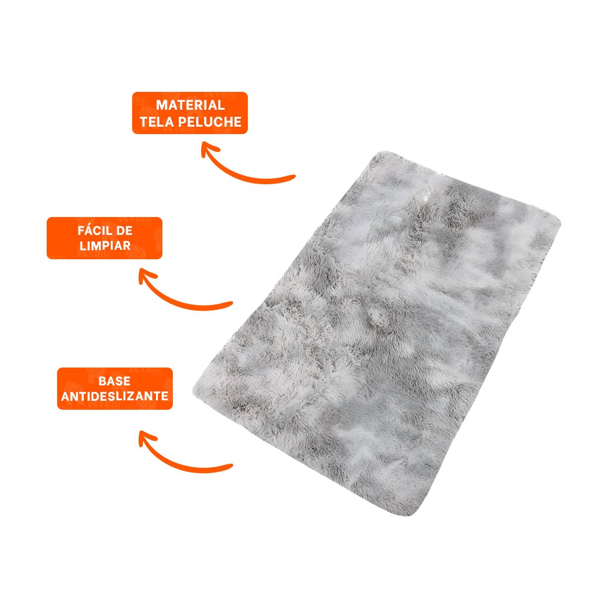 ALFOMBRA PLOMO RECTANGULAR CON DIMENSIONES 40X60CM Y TEXTURA PELUCHE Y+PAPEL REGALO - 5