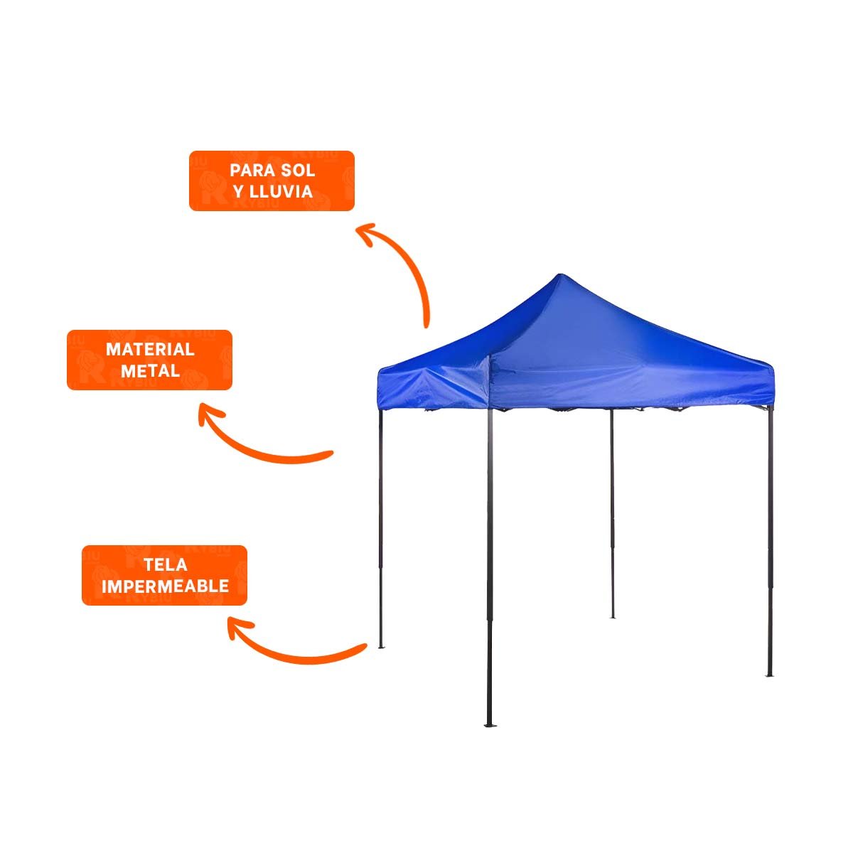 TOLDO PLEGABLE COLOR AZUL DIMENSIONES 3X3X2.3M PARA EXTERIOR Y+PAPEL REGALO - 5