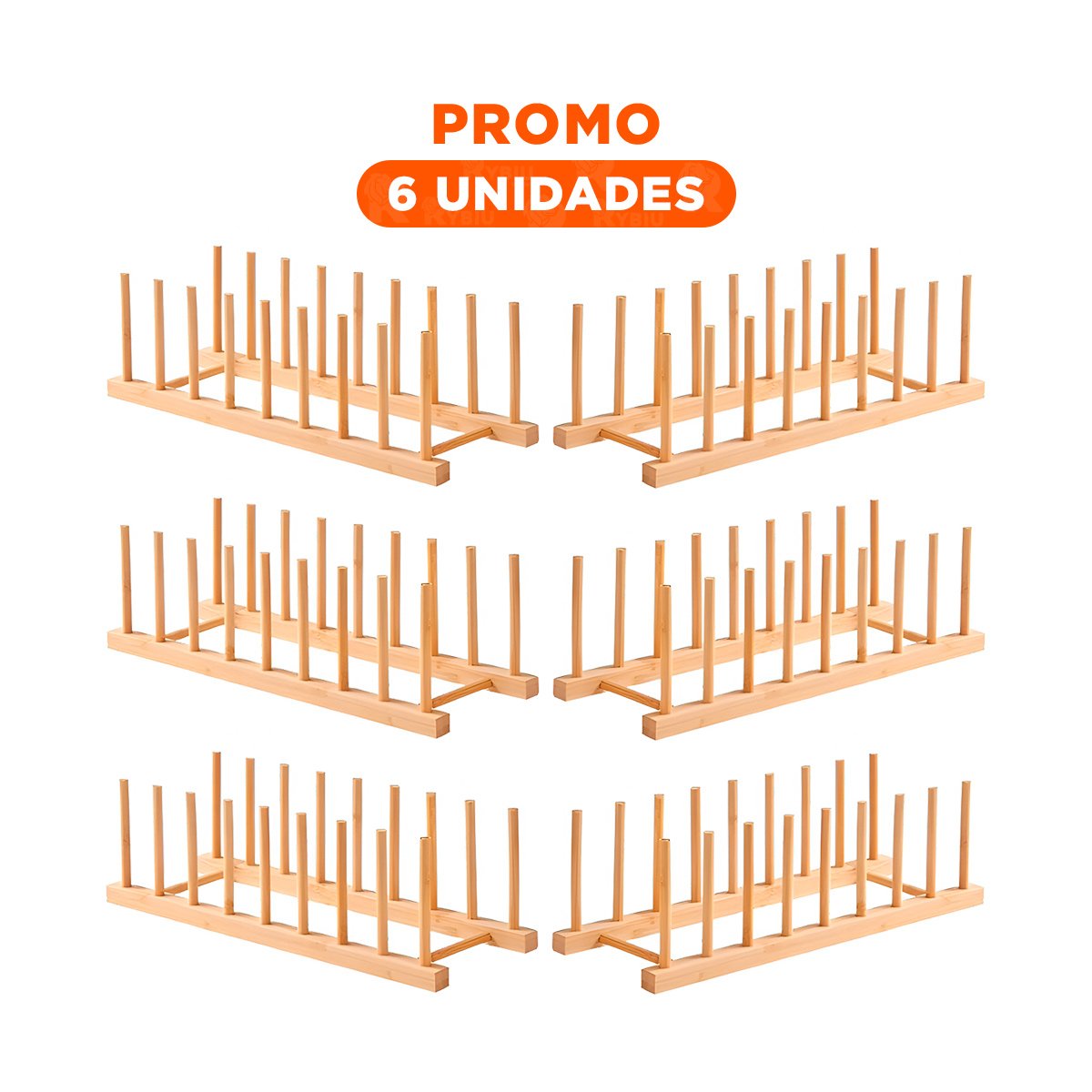 PACK6 BANDEJA NATURAL DE BAMBU CON OCHO DIVISIONES PARA ESPACIOS COLOR MADERA Y+REGALO STICKER - 1