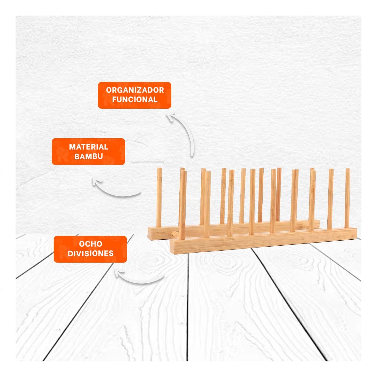 ORGANIZADOR DOMESTICO DE BAMBU CON OCHO DIVISIONES INTERNAS COLOR MADERA Y+PAPEL REGALO - 5