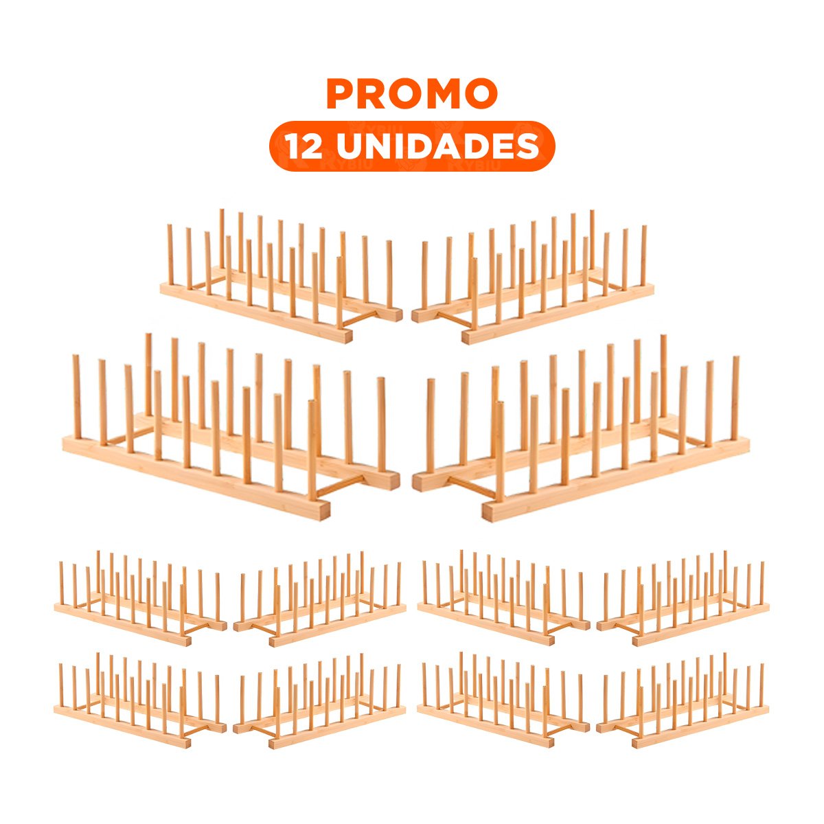 PACK12 BANDEJA DOMESTICA DE BAMBU CON OCHO DIVISIONES PARA USO DIARIO COLOR MADERA - 1