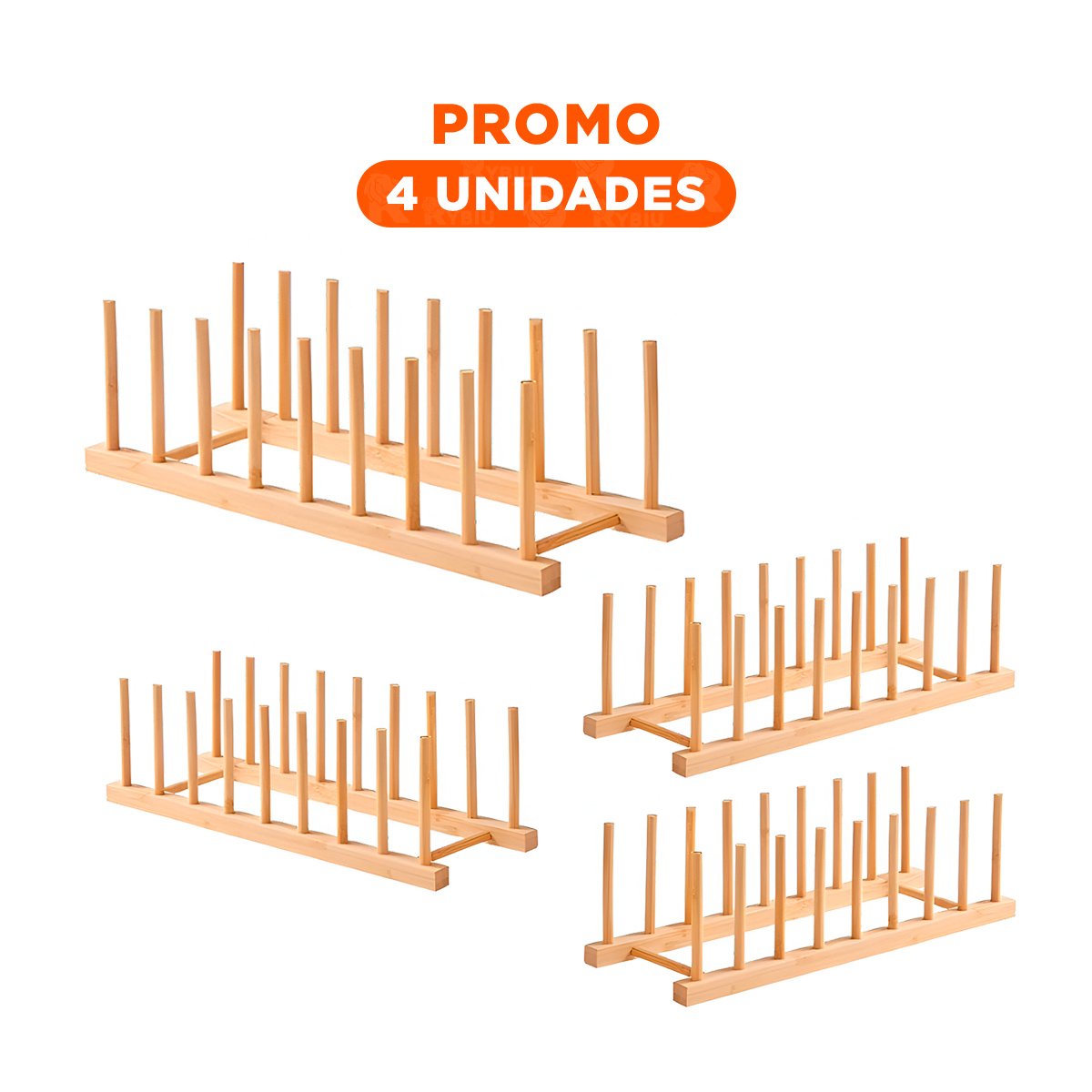 PACK4 CAJA COMPACTA DE BAMBU CON OCHO DIVISIONES PARA ESCRITORIO COLOR MADERA - 1