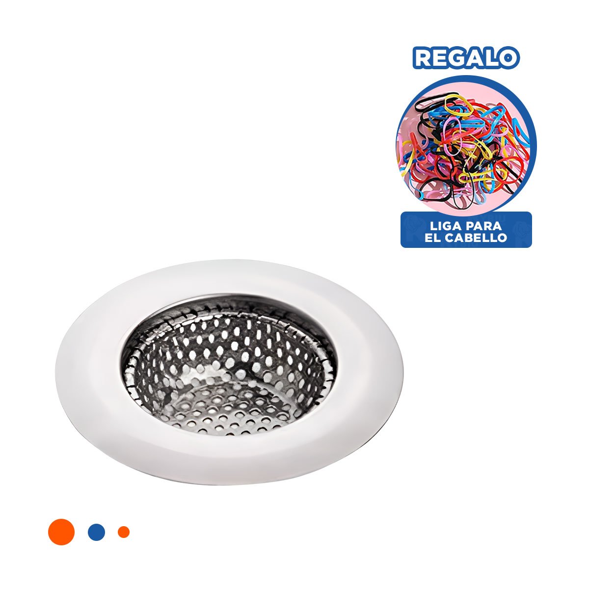 REJILLA FILTRADORA PLATEADO CON DIAMETRO 7CM PARA DRENAJE DE USO DIARIO Y+LIGAS REGALO - 2