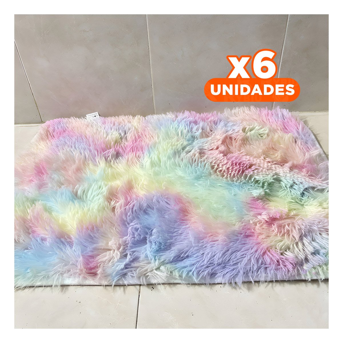 PACK6 ALFOMBRILLA DIMENSIONES 40X60CM CON TEXTURA PELUCHE MULTICOLOR Y+PAPEL REGALO - 1