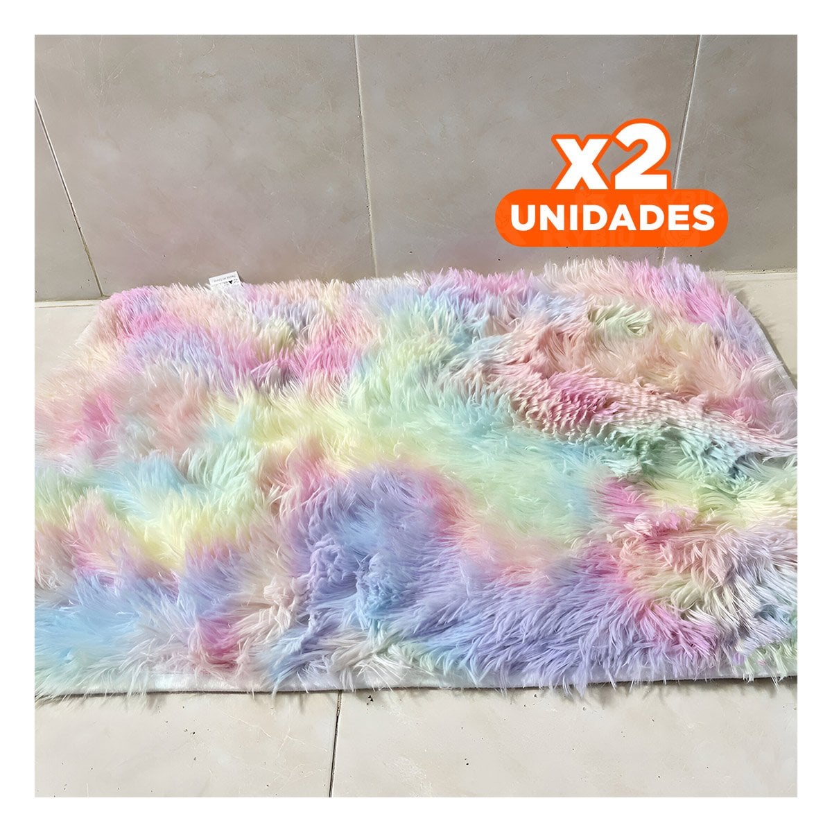 PACK2 TAPETE DIMENSIONES 40X60 MULTICOLOR CON ACABADO PELUCHE RECTANGULAR Y+PAPEL REGALO - 1