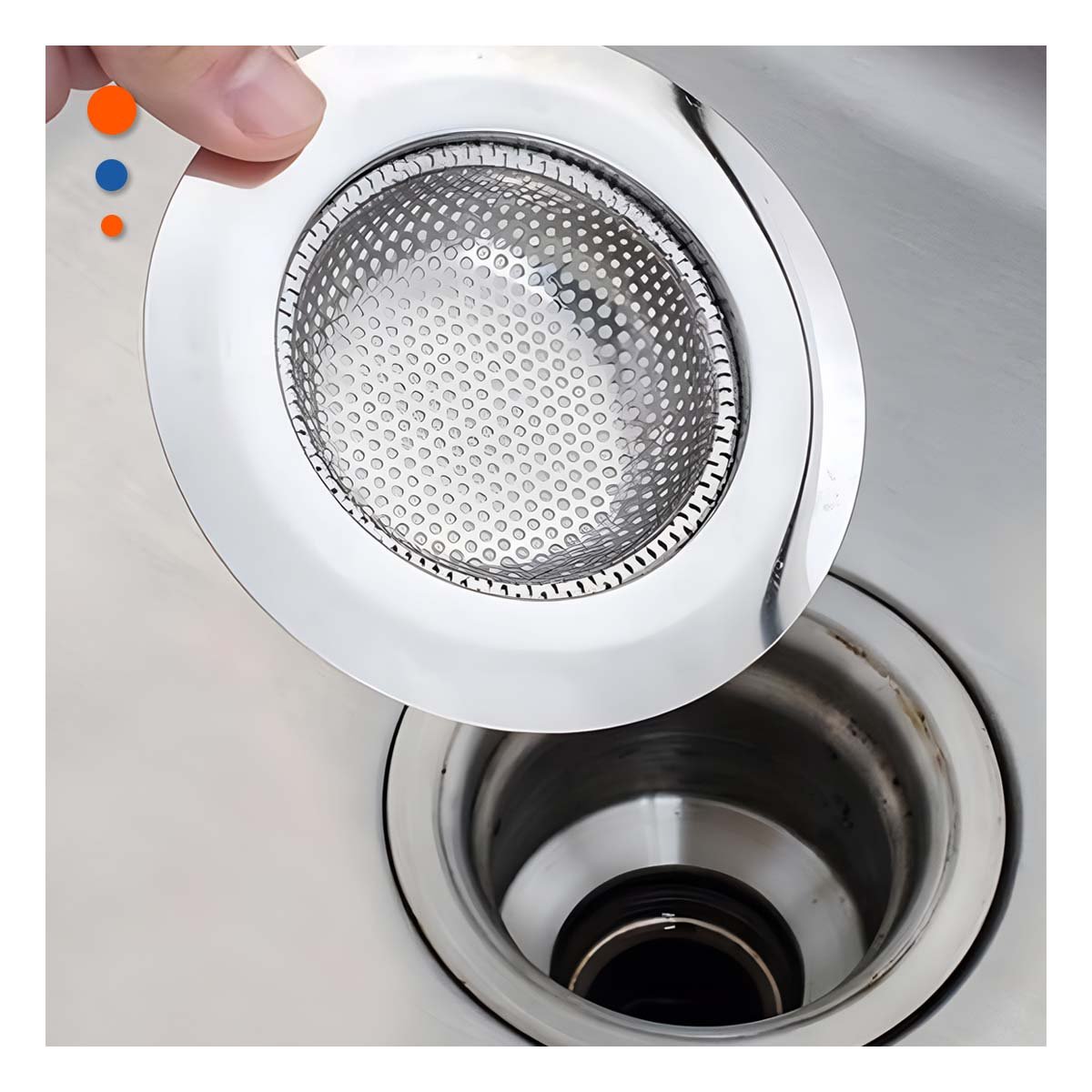 REJILLA DE USO DOMESTICO PARA DRENAJE PLATEADO CON MEDIDA ESTANDAR 7CM Y+POST IT - 1