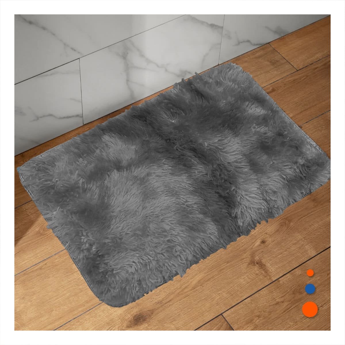 ALFOMBRA CON DIMENSIONES 40X60 RECTANGULAR DE TEXTURA PELUCHE NEGRO Y PLOMO Y+REGALO STICKER - 3