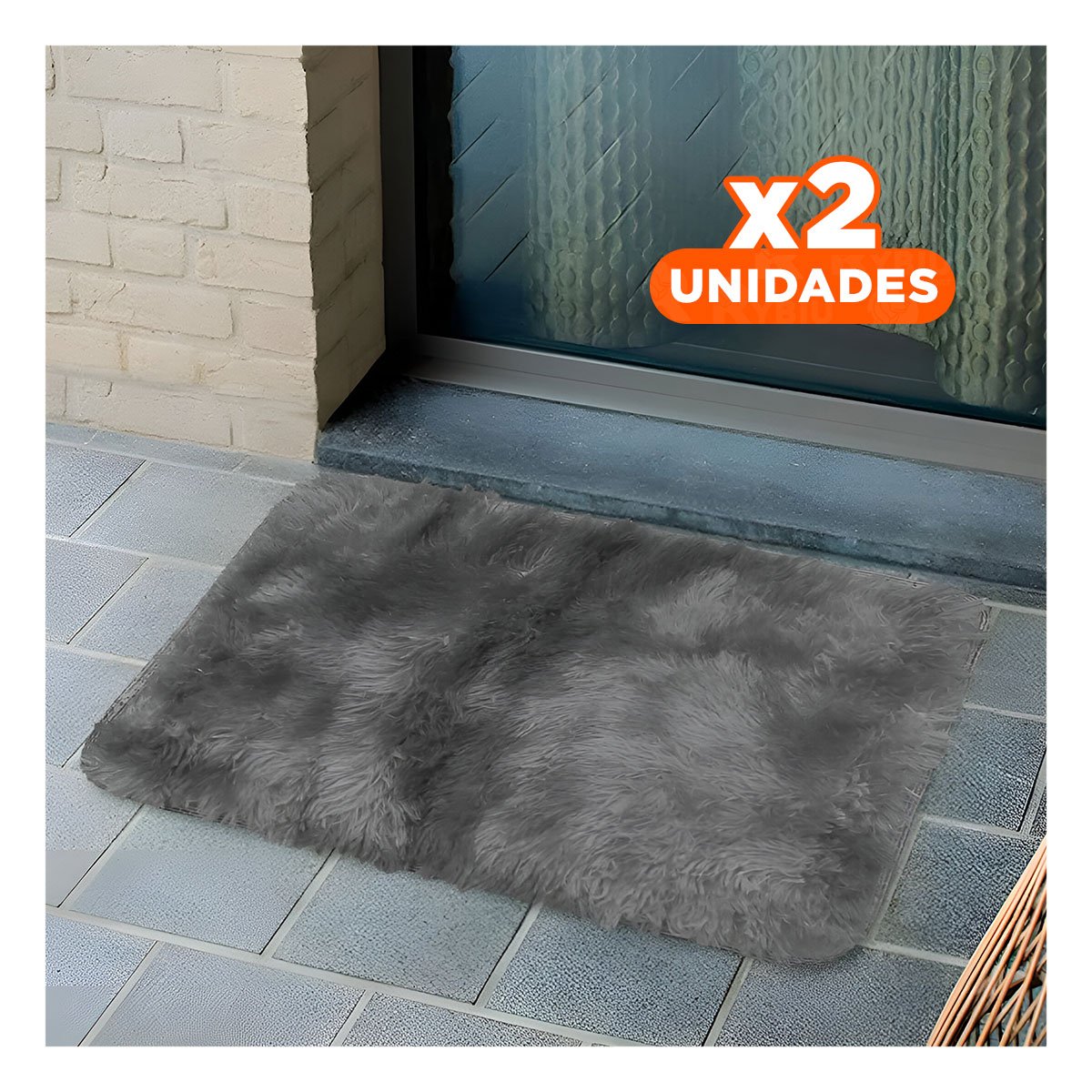 PACK2 TAPETE DE TEXTURA PELUCHE RECTANGULAR NEGRO Y PLOMO DIMENSIONES 40X60CM - 1