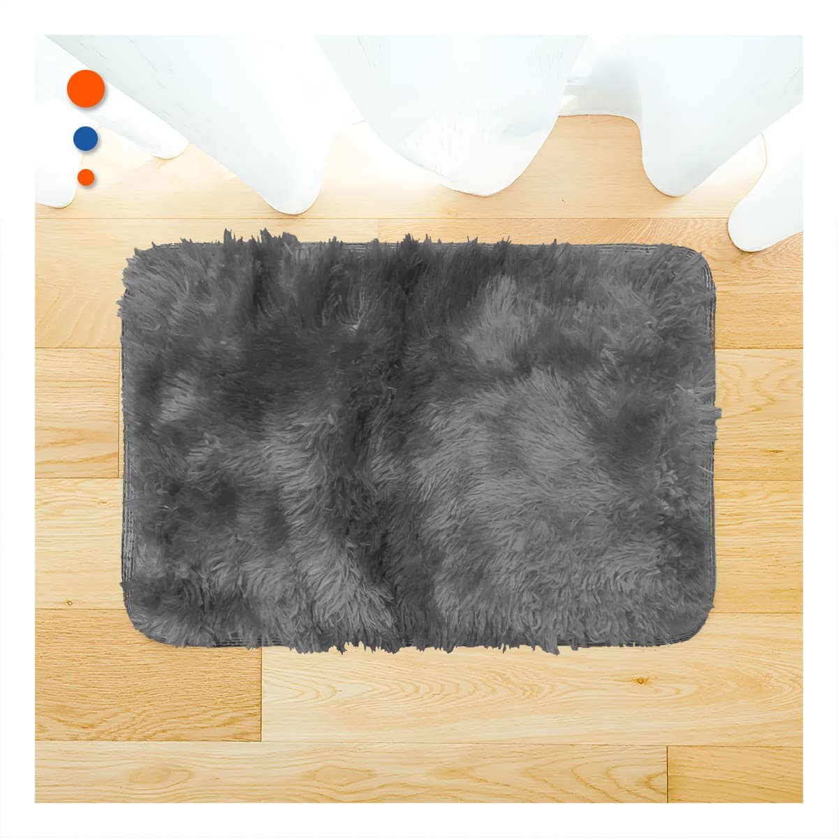 PACK2 TAPETE DE TEXTURA PELUCHE RECTANGULAR NEGRO Y PLOMO DIMENSIONES 40X60CM - 3