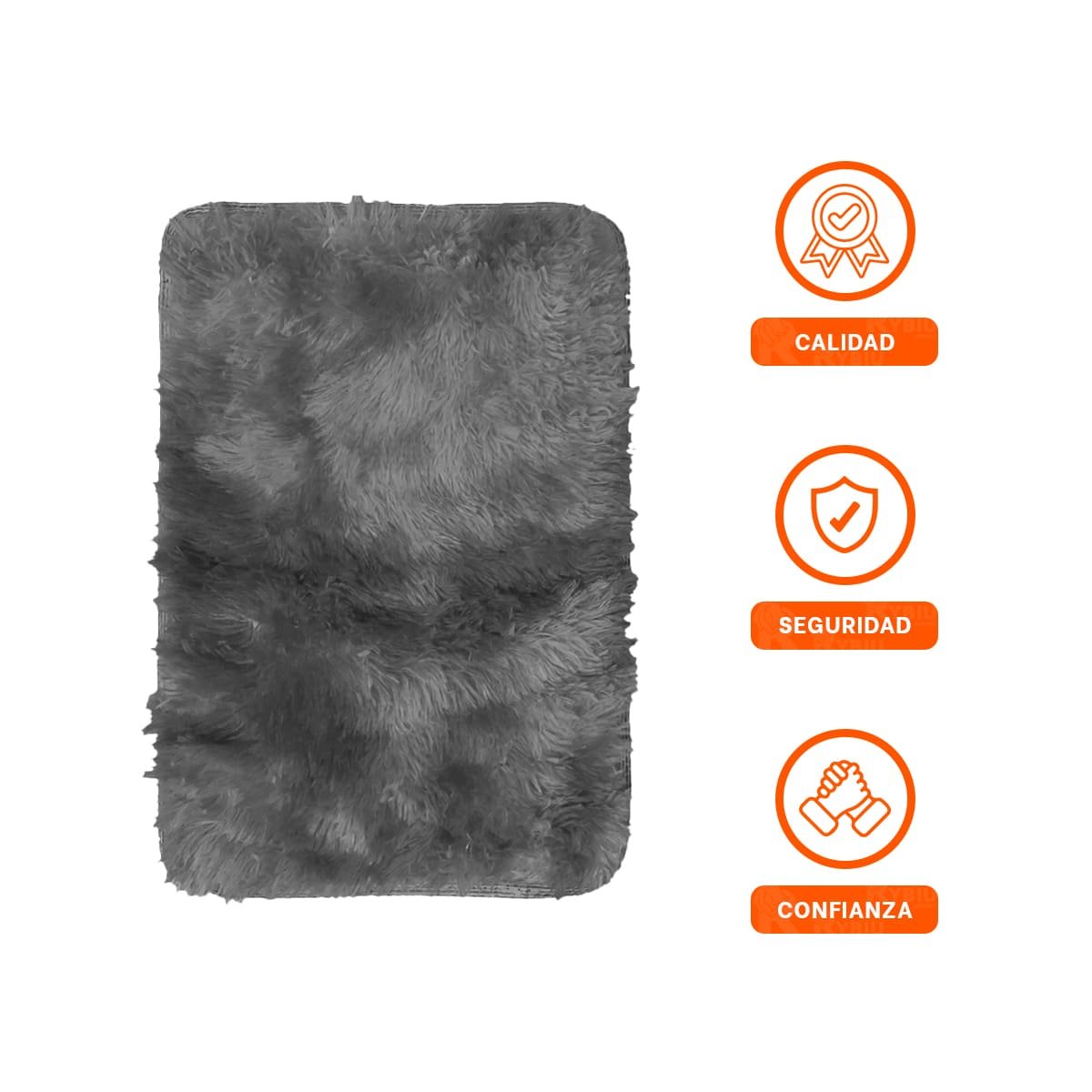 ALFOMBRA DE TEXTURA PELUCHE RECTANGULAR CON NEGRO Y PLOMO DIMENSIONES 40X60CM Y+POST IT - 5