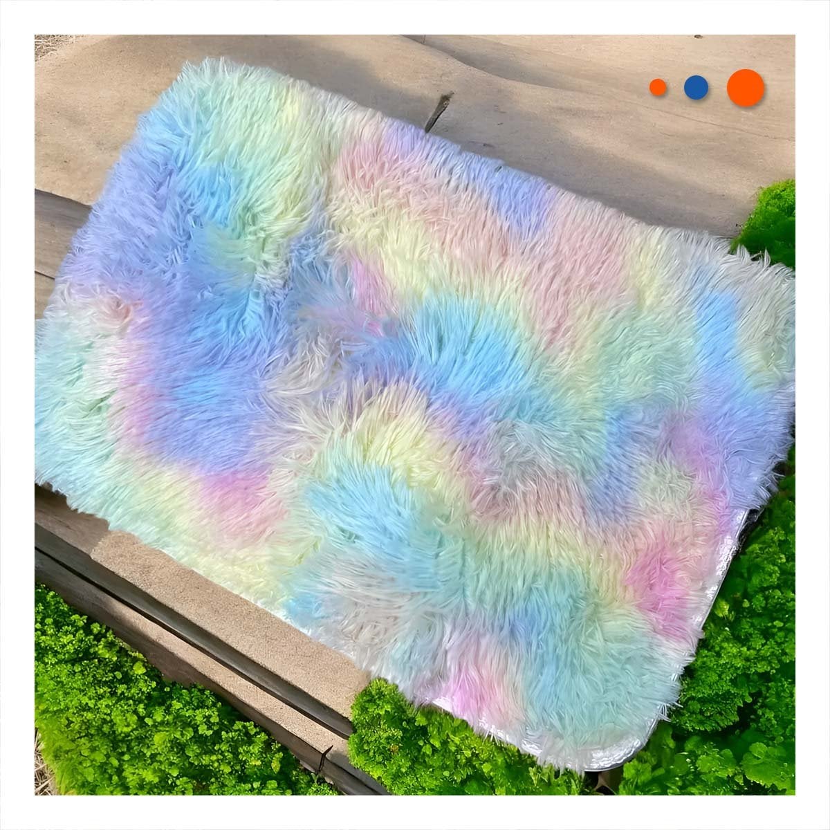 ALFOMBRA MULTICOLOR RECTANGULAR CON DIMENSIONES 40X60CM Y TEXTURA PELUCHE Y+PAPEL REGALO - 1