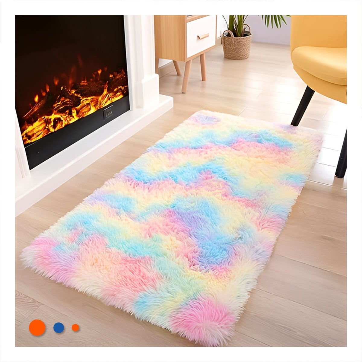 ALFOMBRA MULTICOLOR RECTANGULAR CON DIMENSIONES 40X60CM Y TEXTURA PELUCHE Y+PAPEL REGALO - 2