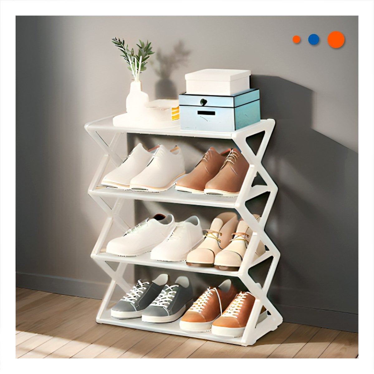 MUEBLE 4 NIVELES BLANCO PARA ORDENAR CALZADO EN DORMITORIO Y HOGAR Y+PAPEL REGALO - 1
