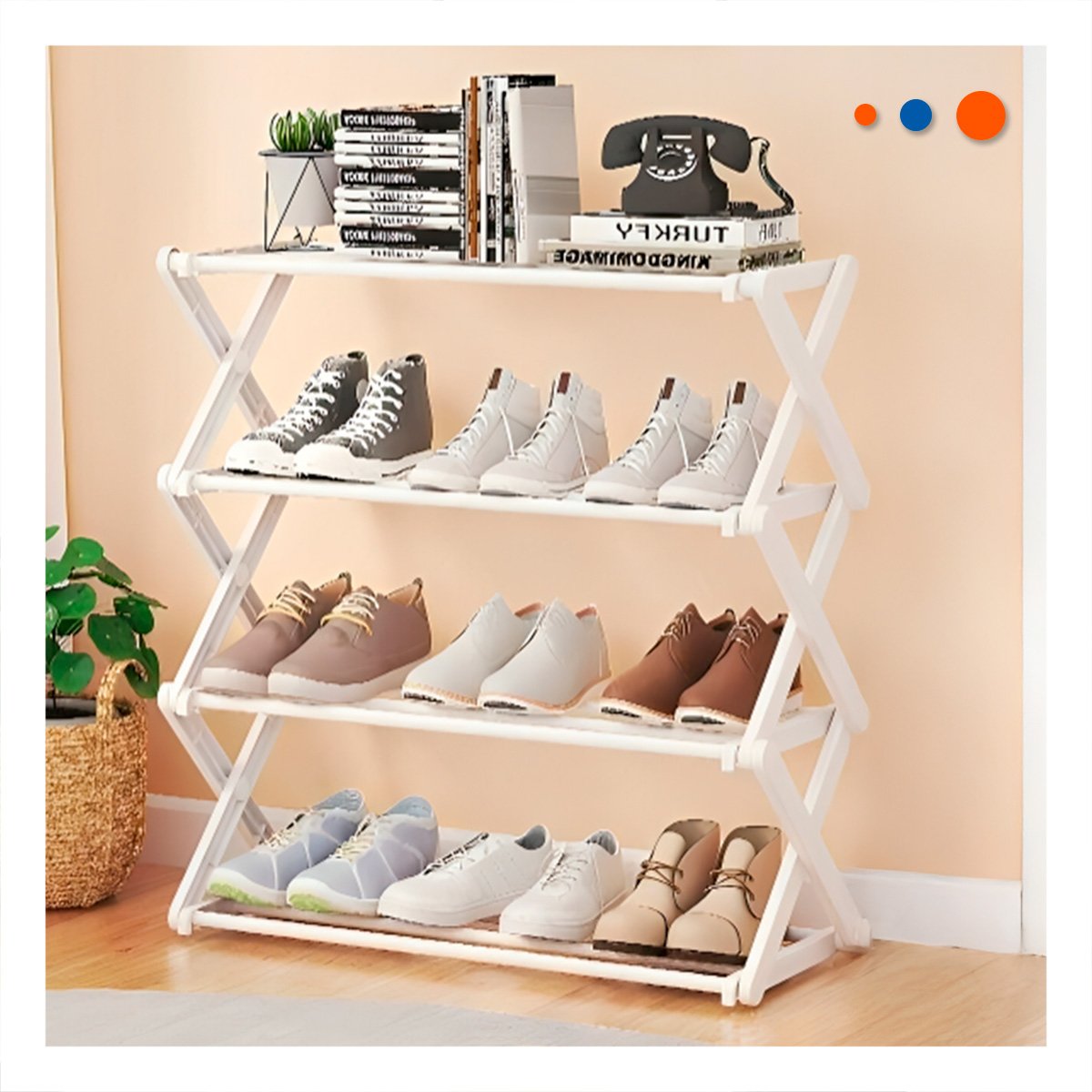 MUEBLE 4 NIVELES BLANCO PARA ORDENAR CALZADO EN DORMITORIO Y HOGAR Y+PAPEL REGALO - 2