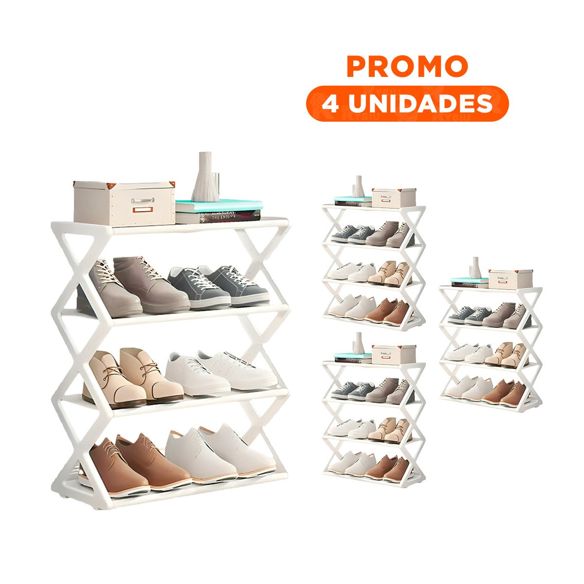 PACK4 MUEBLE BAJO 4 NIVELES BLANCO PARA CALZADO EN CASA MODERNA - 1
