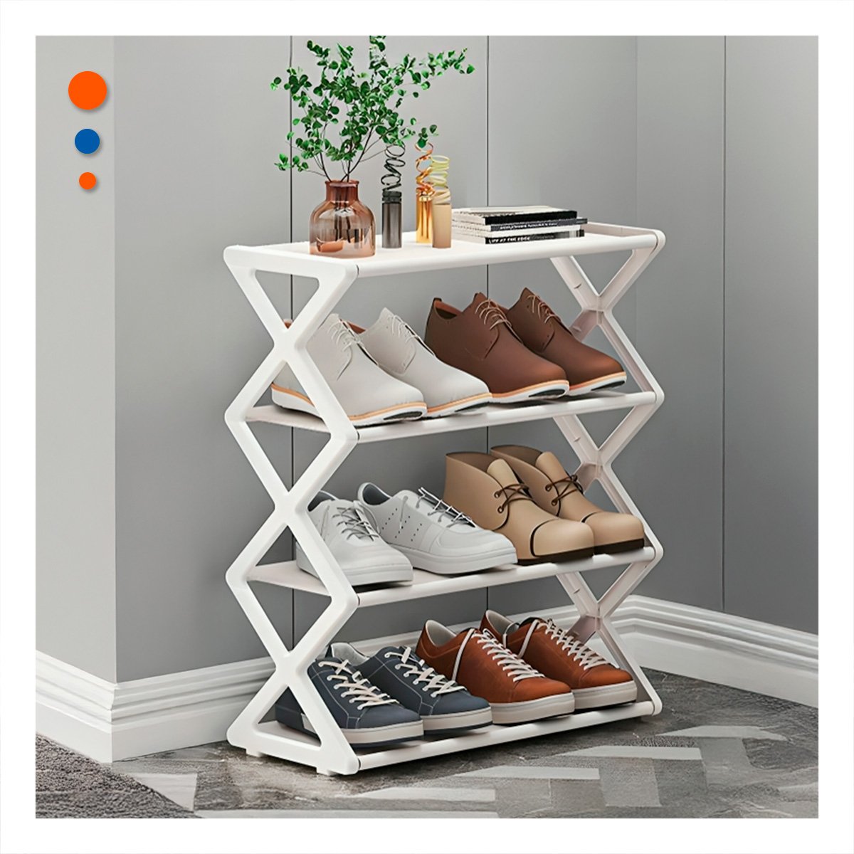 PACK4 MUEBLE BAJO 4 NIVELES BLANCO PARA CALZADO EN CASA MODERNA - 2