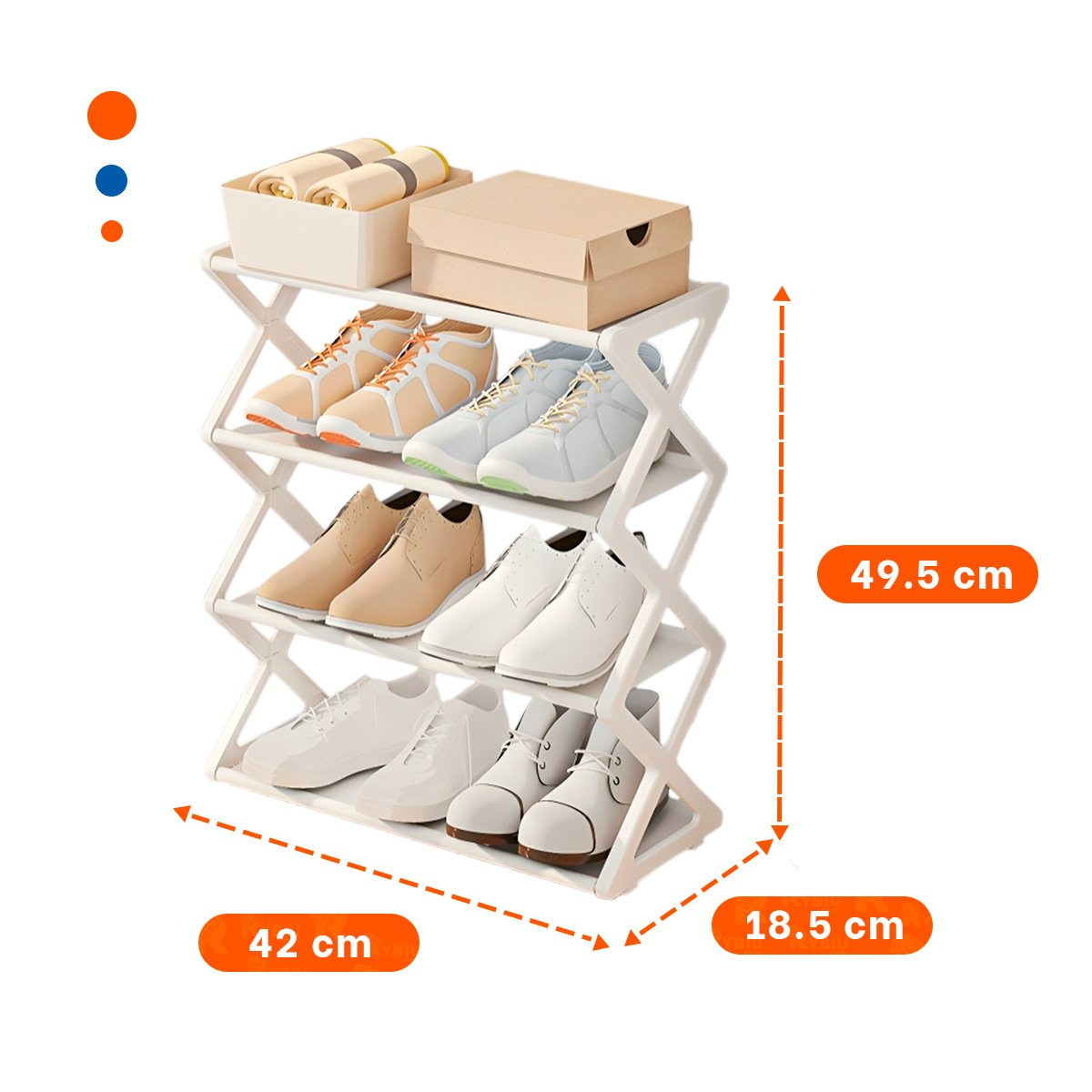 PACK4 MUEBLE BAJO 4 NIVELES BLANCO PARA CALZADO EN CASA MODERNA - 4