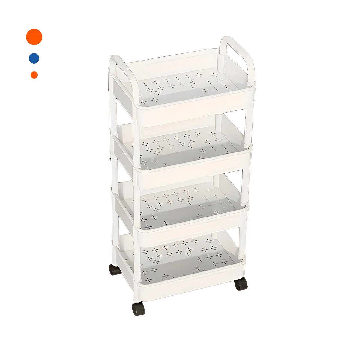 CARRITO MOVIL BLANCO DE PLASTICO CON CUATRO NIVELES RUEDAS Y ASAS PARA CASA Y+LIGAS REGALO - 5