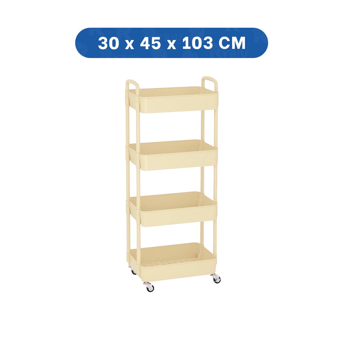 PACK6 CARRITO RODANTE 4 NIVELES CON RUEDAS Y ASAS METAL AMARILLO CLARO Y+REGALO STICKER - 4