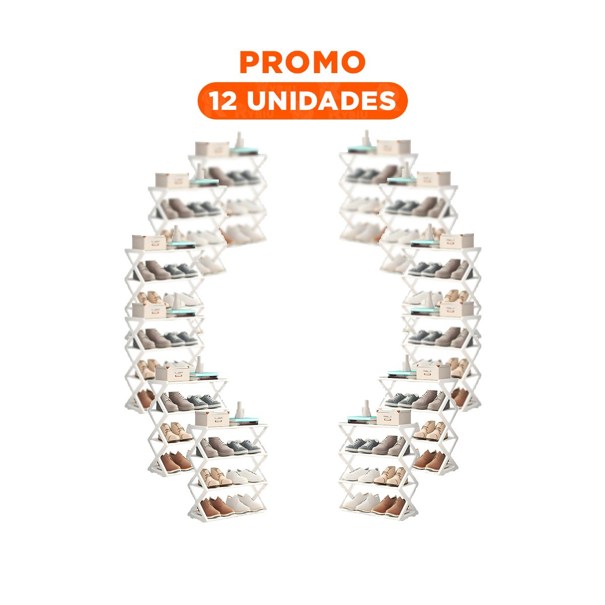 PACK12 MUEBLE COMPACTO 4 NIVELES BLANCO PARA CALZADO EN HOGAR - 1