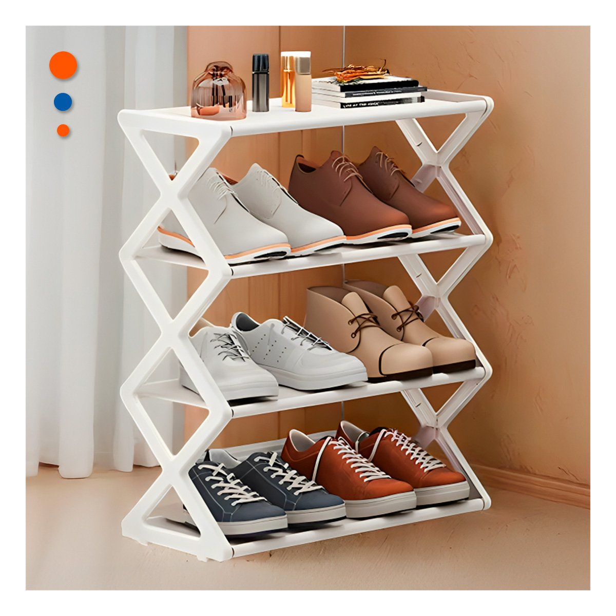 PACK12 MUEBLE COMPACTO 4 NIVELES BLANCO PARA CALZADO EN HOGAR - 3