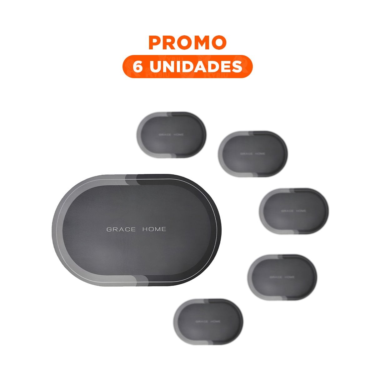 PACK6 CANASTA OVALADA PLOMO PARA DECORACION DE CASA CON ESTILO ELEGANTE Y+REGALO STICKER - 1