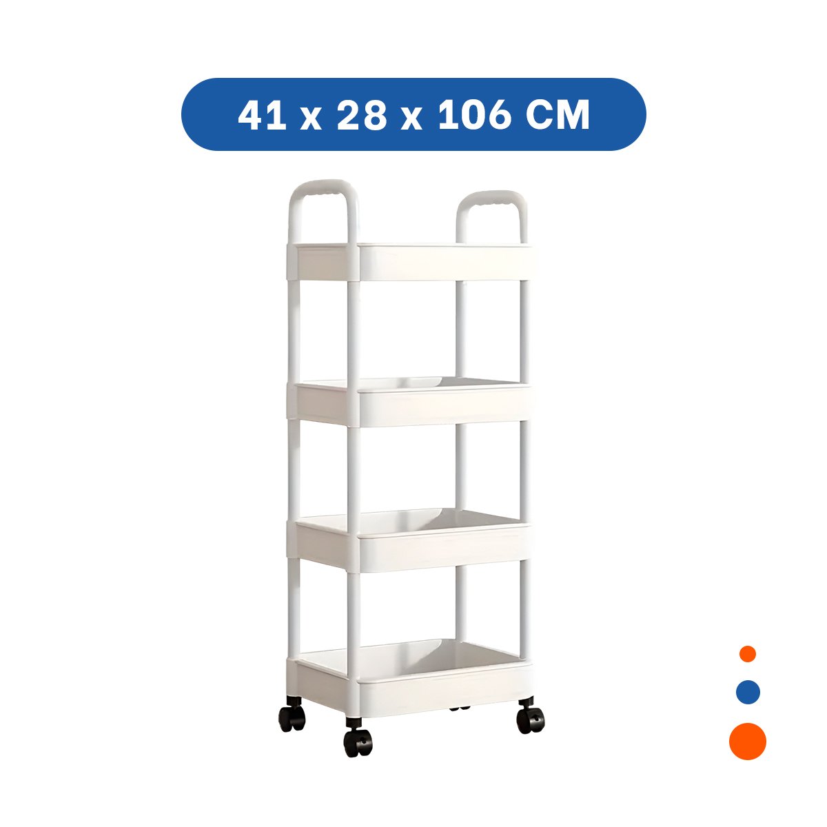 PACK4 SISTEMA MOVIL BLANCO DE PLASTICO CON CUATRO NIVELES RUEDAS Y ASAS Y+PAPEL REGALO - 4