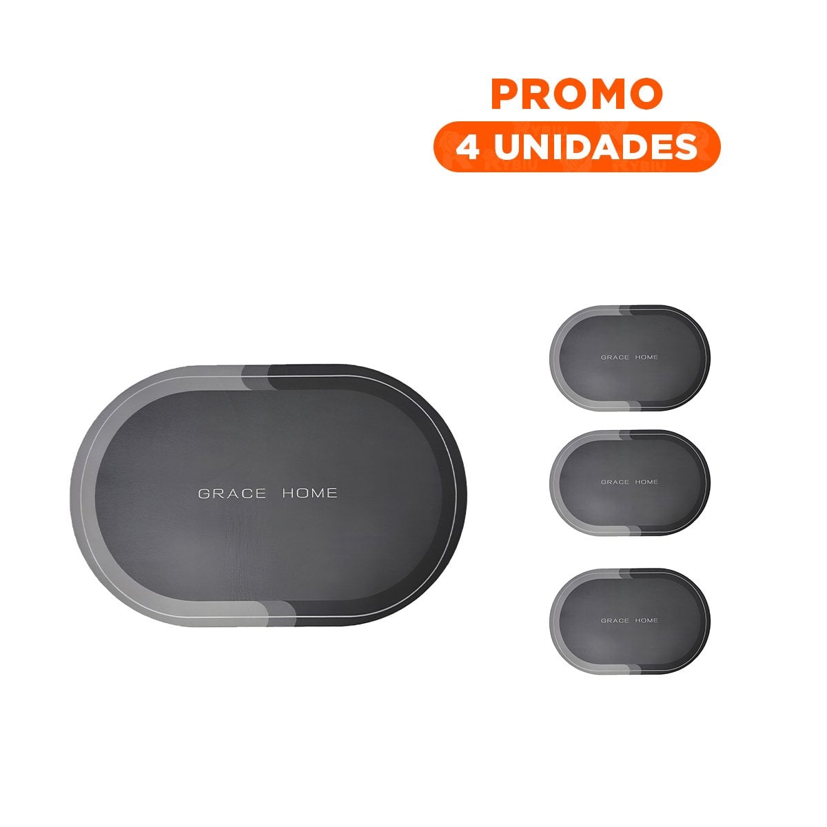 PACK4 CONTENEDOR OVALADO PLOMO PARA DECORACION DE SALA CASA Y PRACTICO - 1