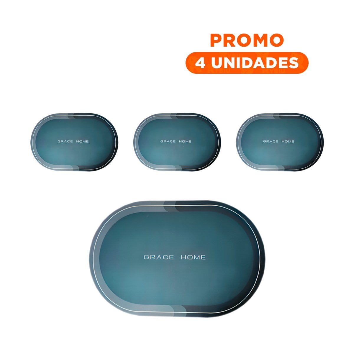 PACK4 CHAROLA OVALADA PARA CASA AZUL DECORATIVA Y PRACTICA PARA HOGAR - 1