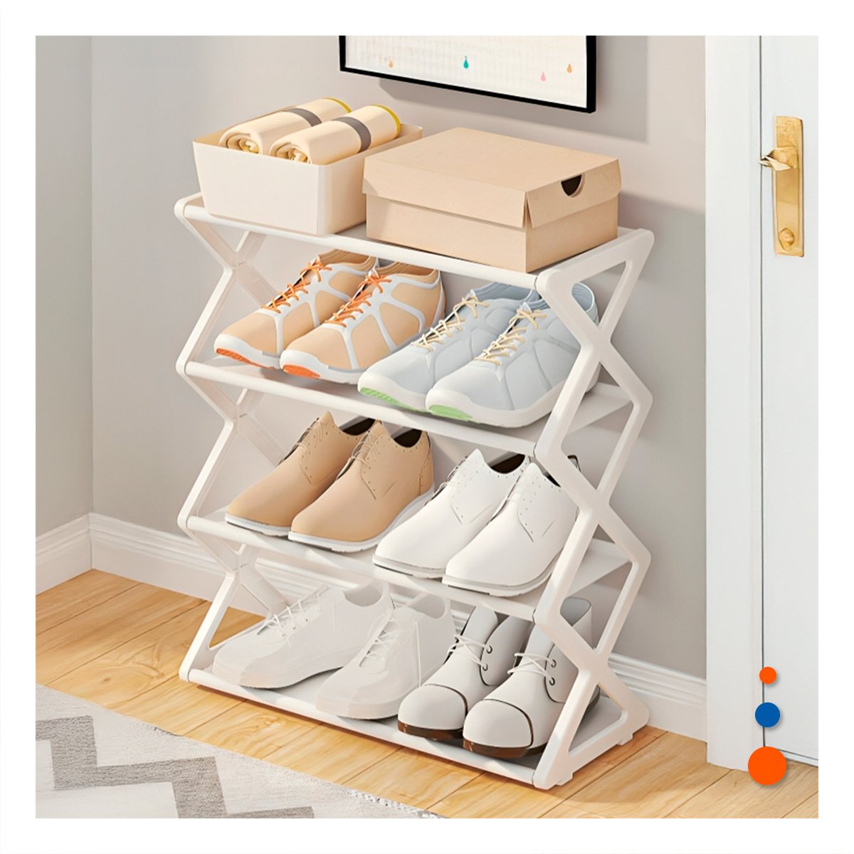 PACK2 RACK 4 NIVELES BLANCO PARA ORGANIZAR ZAPATOS EN HOGAR MODERNO - 5