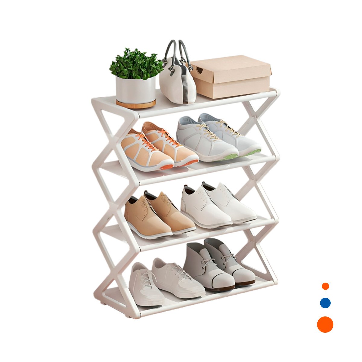 ORGANIZADOR 4 NIVELES BLANCO PARA CALZADO EN CASA MODERNA Y FUNCIONAL Y+REGALO STICKER - 1